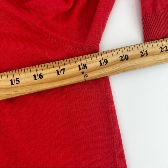 Boden Silk Linen Cardigan Ruffle Coral Red Size US 12 - Picture 7 of 8
